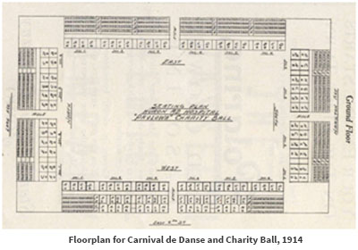 Floorplan for Carnival de Danse and Charity Ball, 1914