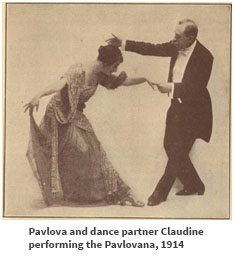 Pavlova and dance partner Claudine performing the Pavlovana, 1914