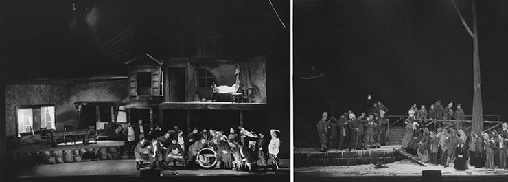 Left: Photograph of the “Barrel” scene (Act 1, scene 2) Right: Photograph of the Siberian Exile scene (Act 4, scene 9)