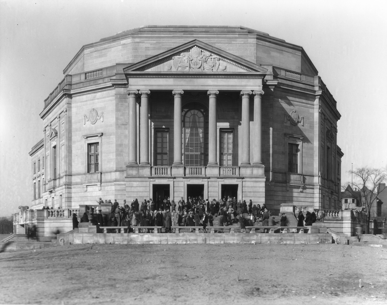 Exterior of Severance prior to landscaping, 1931.
