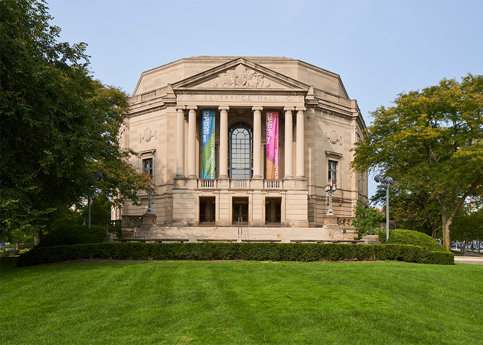 Severance Hall, exterior of front entrance.